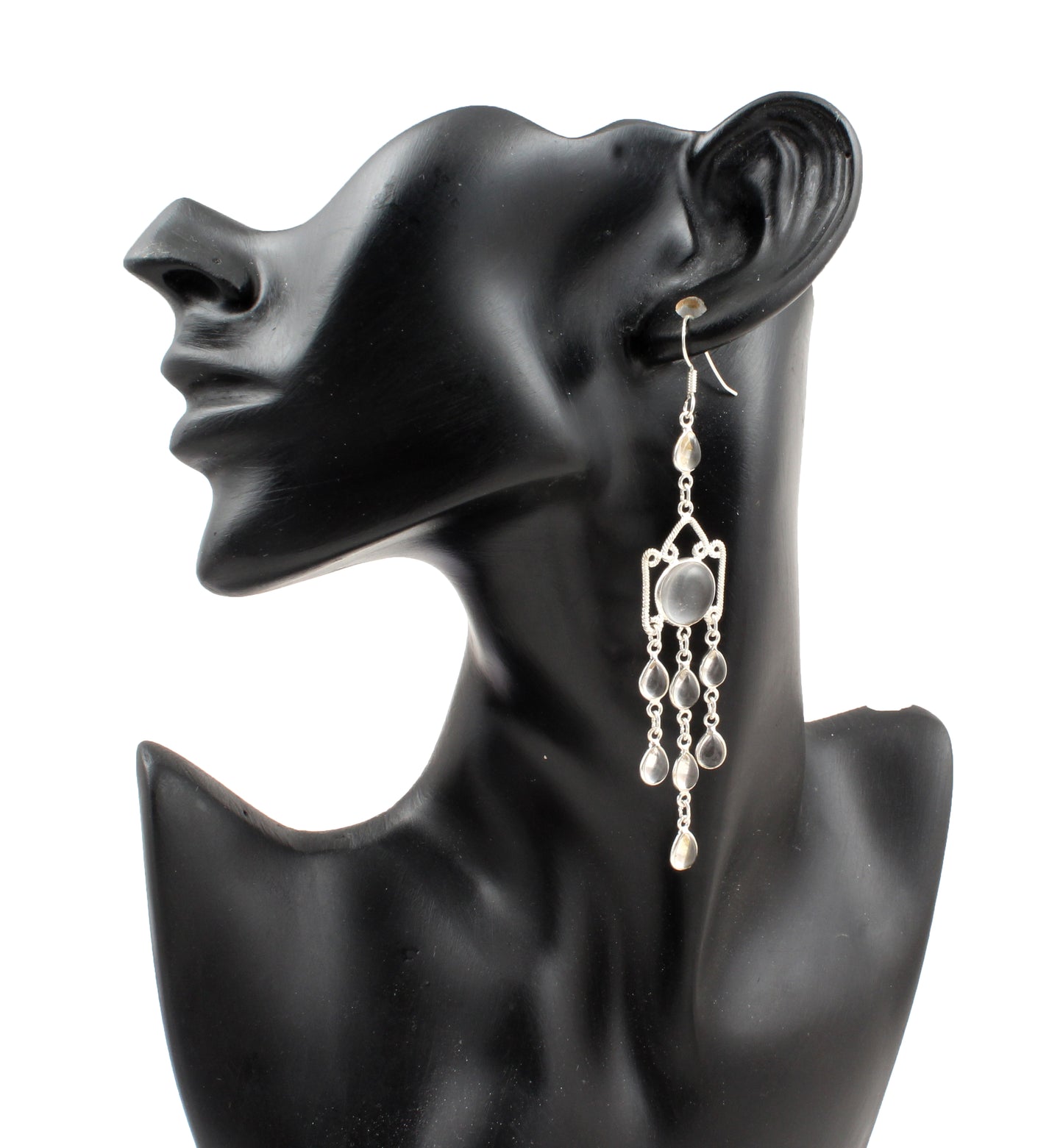 Crystal Quartz Chandelier Earrings Handmade 925 Sterling Silver Jewelry