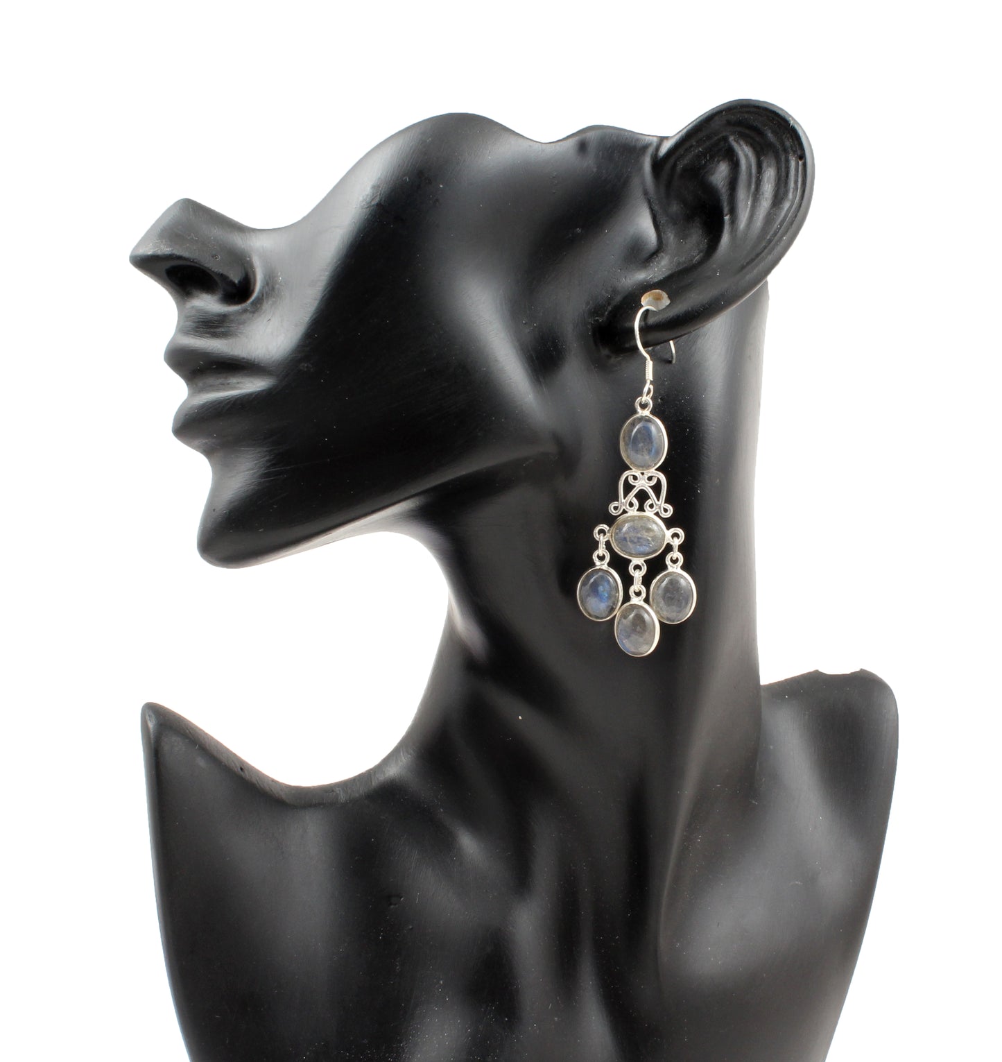 Labradorite 925 Sterling Silver Natural Gemstone Chandelier Earrings