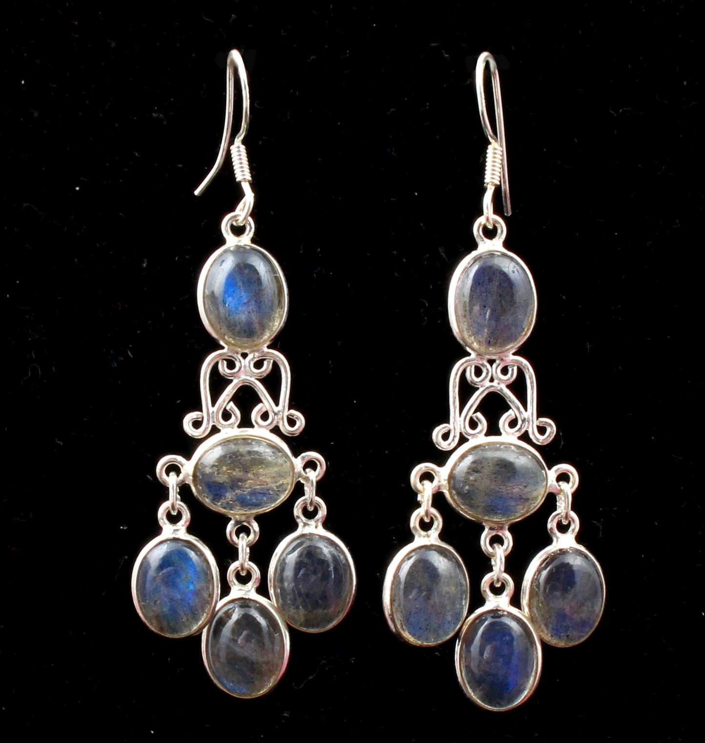 Labradorite 925 Sterling Silver Natural Gemstone Chandelier Earrings