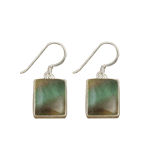 Fluorite 925 Sterling Silver Earrings Natural Gemstone Dangle Jewelry