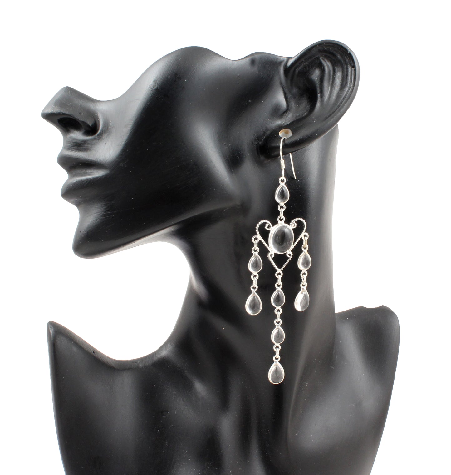 Crystal Quartz Chandelier Earrings Handmade 925 Sterling Silver Jewelry