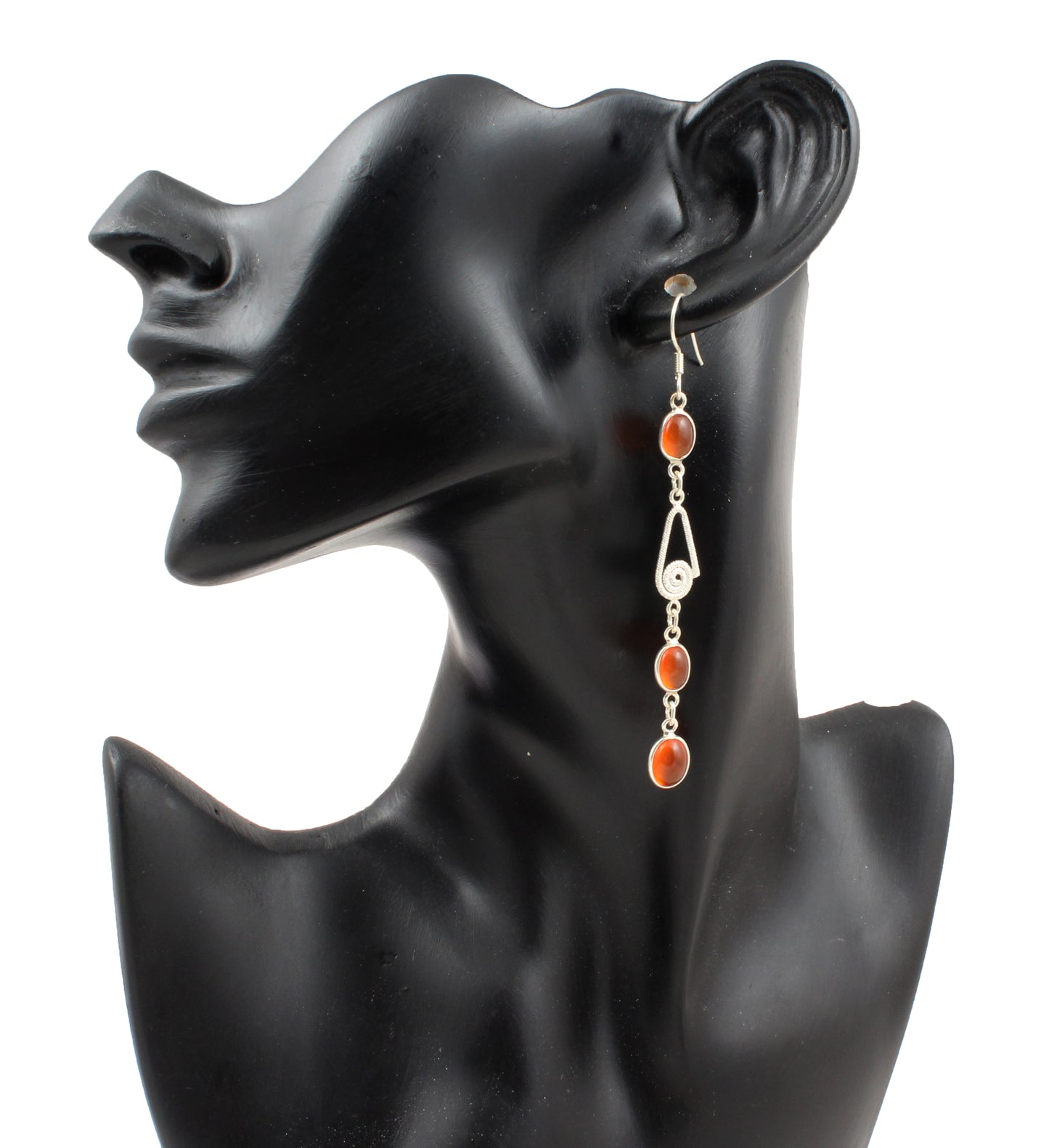 Natural Carnelian Earrings with 925 Sterling Silver Ethnic Wear Jewelry
