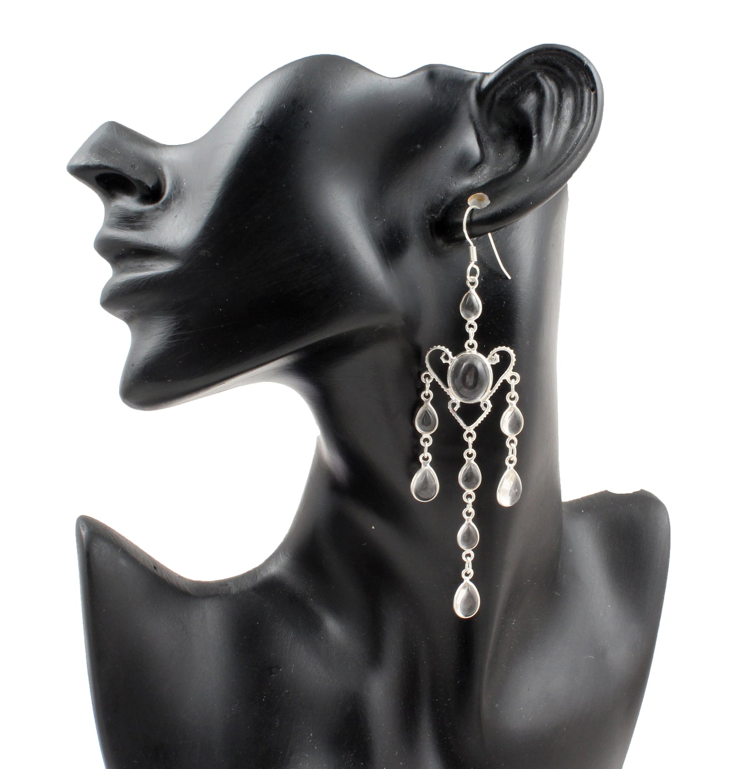 Crystal Quartz Chandelier Earrings Handmade 925 Sterling Silver Jewelry