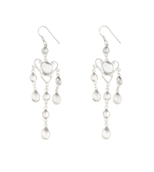 Crystal Quartz Chandelier Earrings Handmade 925 Sterling Silver Jewelry