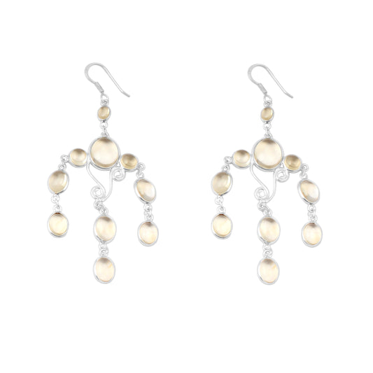 Chandelier Yellow Citrine 925 Sterling Silver Earrings Handmade Jewelry