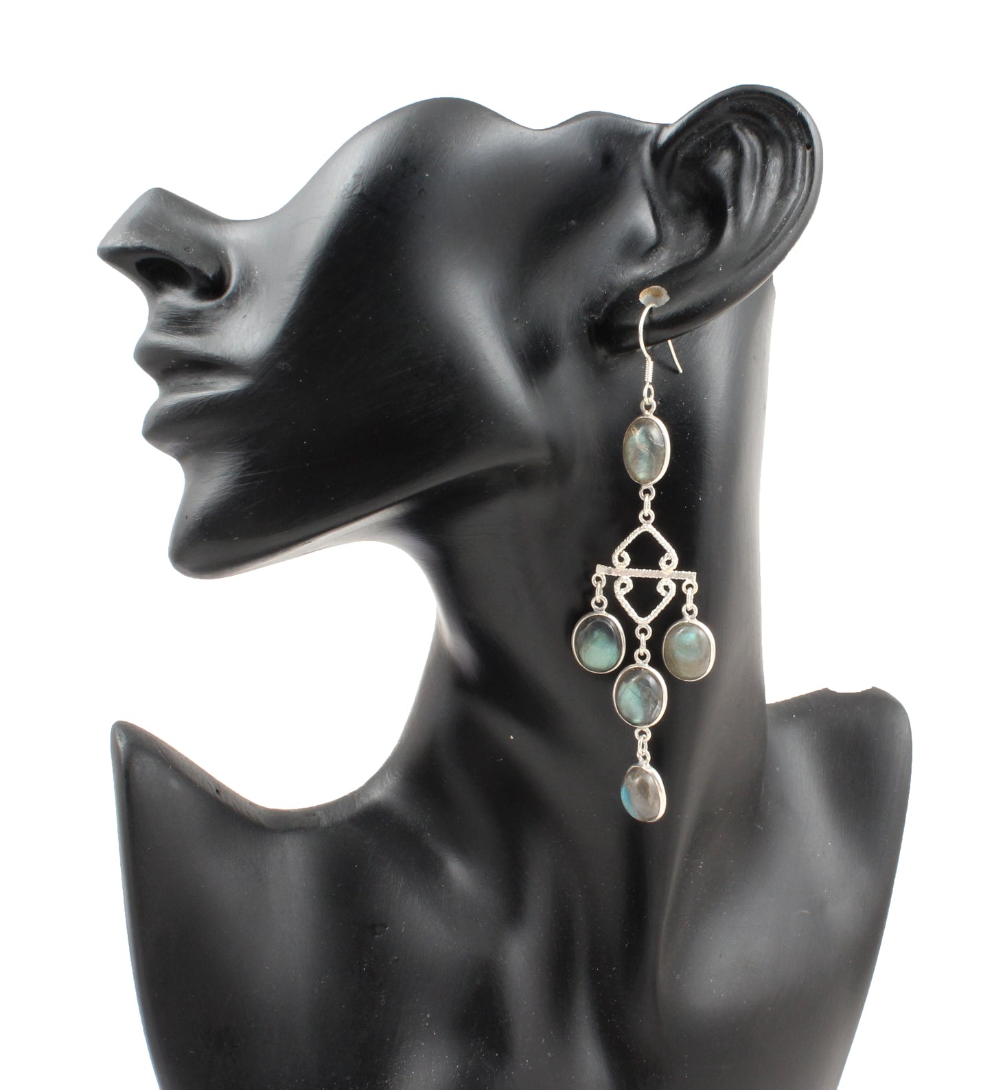 Natural Labradorite Earrings Handmade 925 Sterling Silver Jewelry