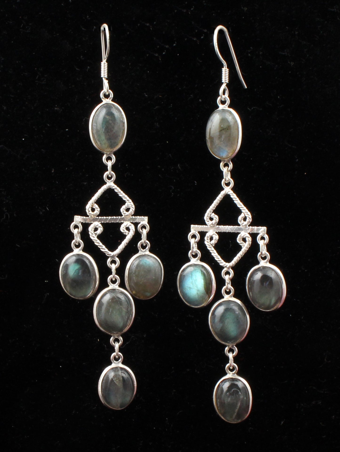 Natural Labradorite Earrings Handmade 925 Sterling Silver Jewelry