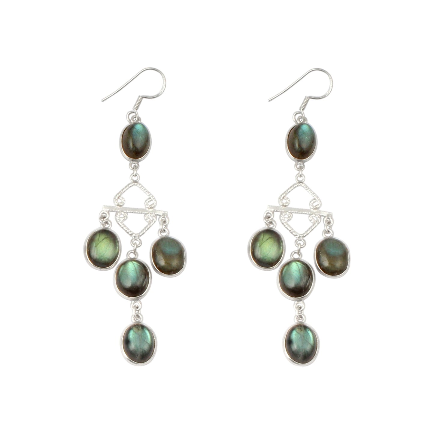 Natural Labradorite Earrings Handmade 925 Sterling Silver Jewelry