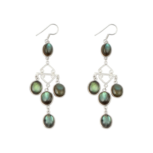 Natural Labradorite Earrings Handmade 925 Sterling Silver Jewelry