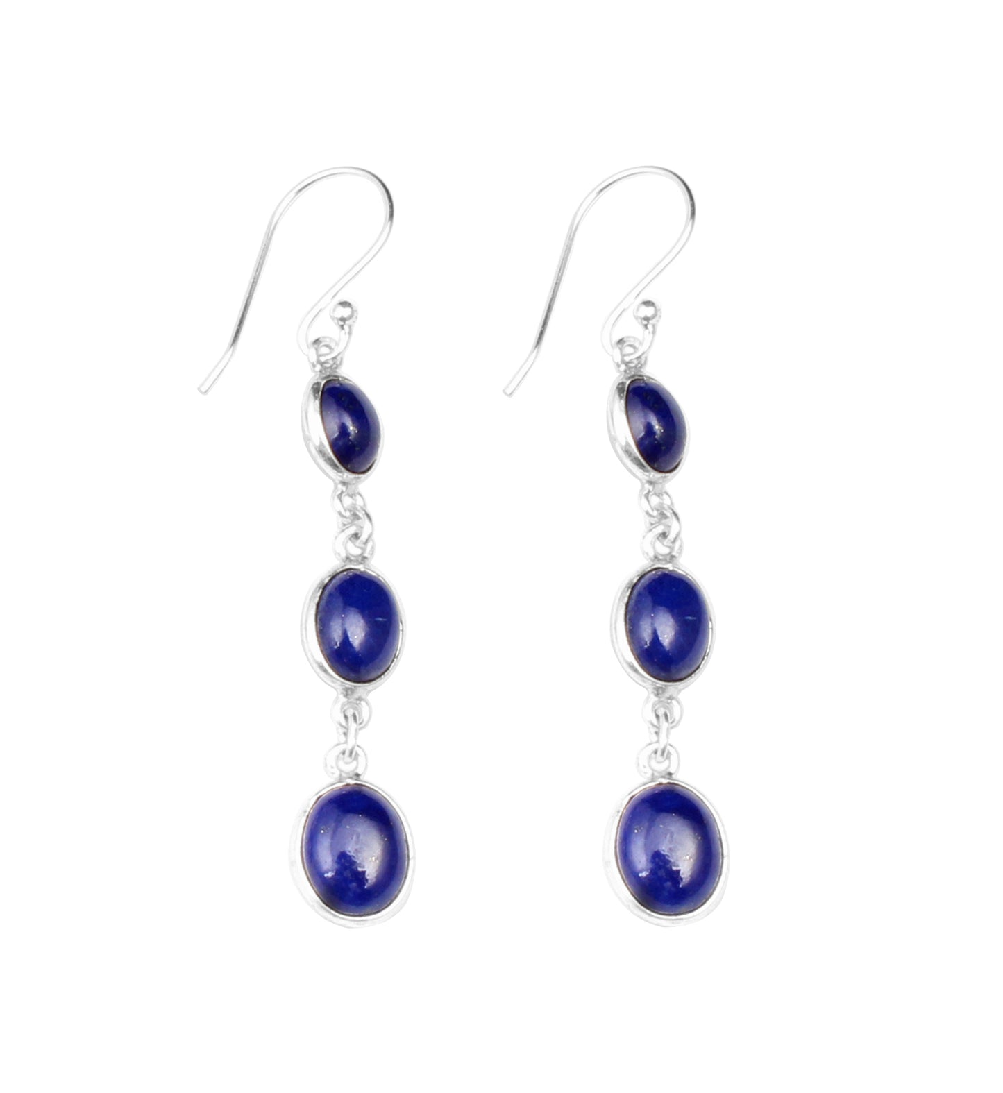 Natural Lapis Lazuli Earrings Handmade 925 Sterling Silver Ethnic Wear Earrings