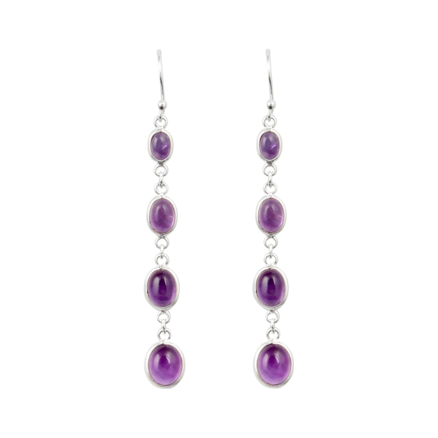 Natural Amethyst Earrings 925 Sterling Silver Handmade Jewelry