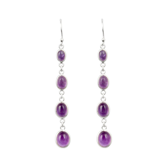 Natural Amethyst Earrings 925 Sterling Silver Handmade Jewelry