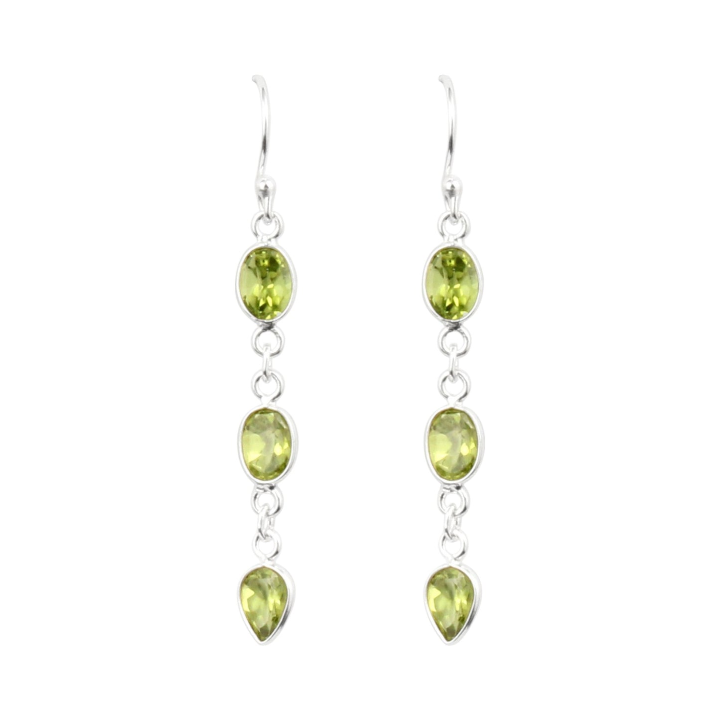 Natural Peridot Earrings 925 Sterling Silver Handmade Jewelry
