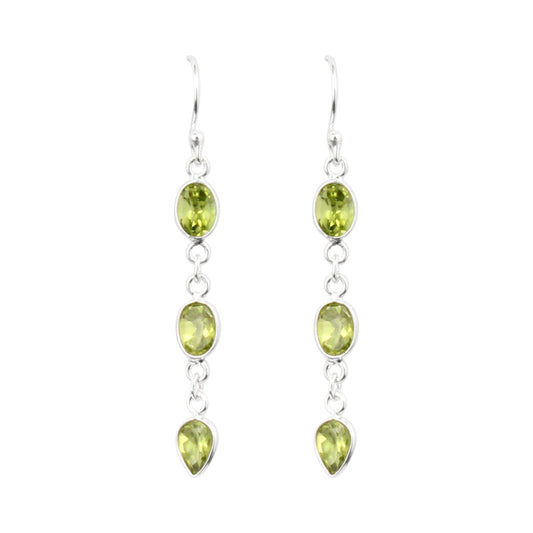 Natural Peridot Earrings 925 Sterling Silver Handmade Jewelry