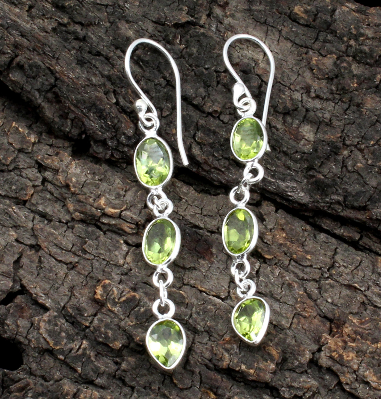 Natural Peridot Earrings 925 Sterling Silver Handmade Jewelry
