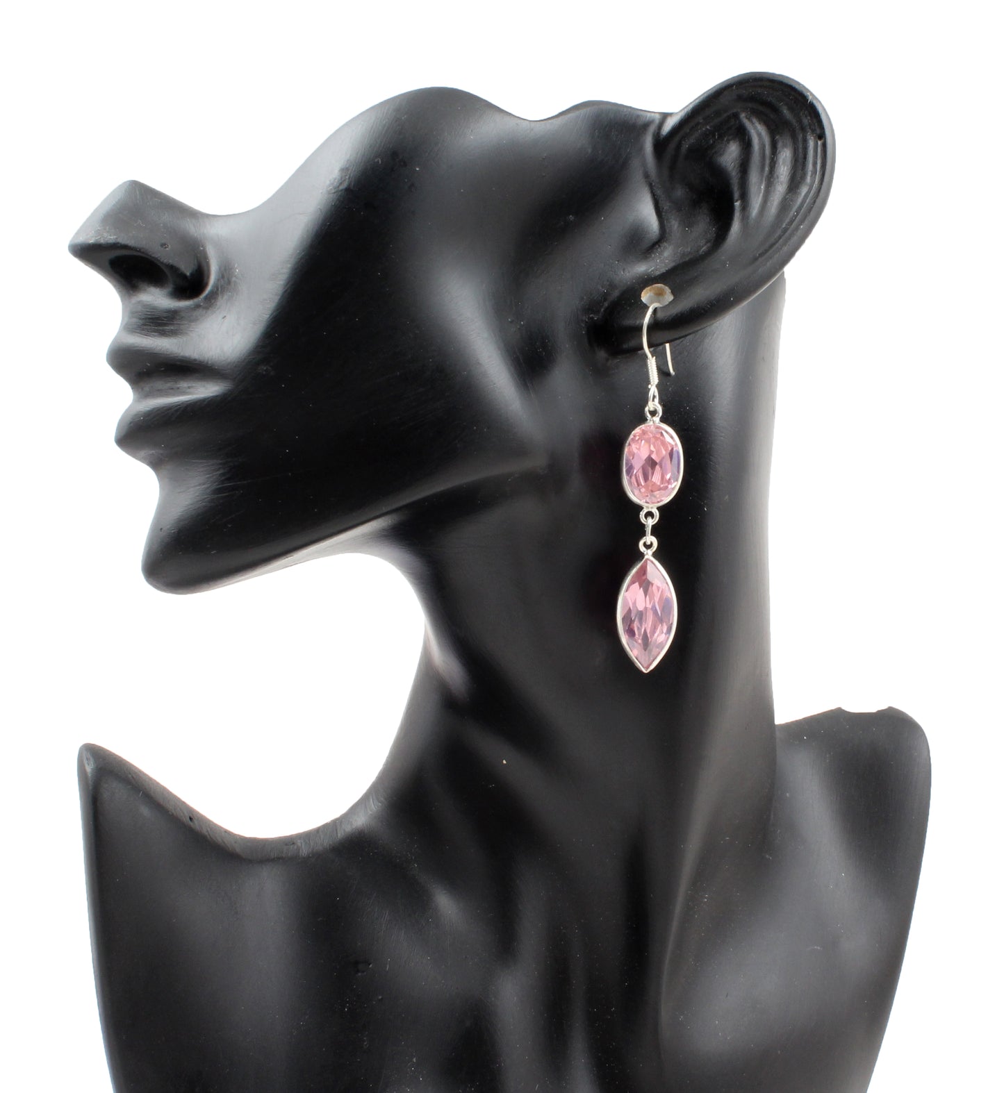 Pink Zirconia Earrings in 925 Sterling Silver Faceted Gemstone Jewelry