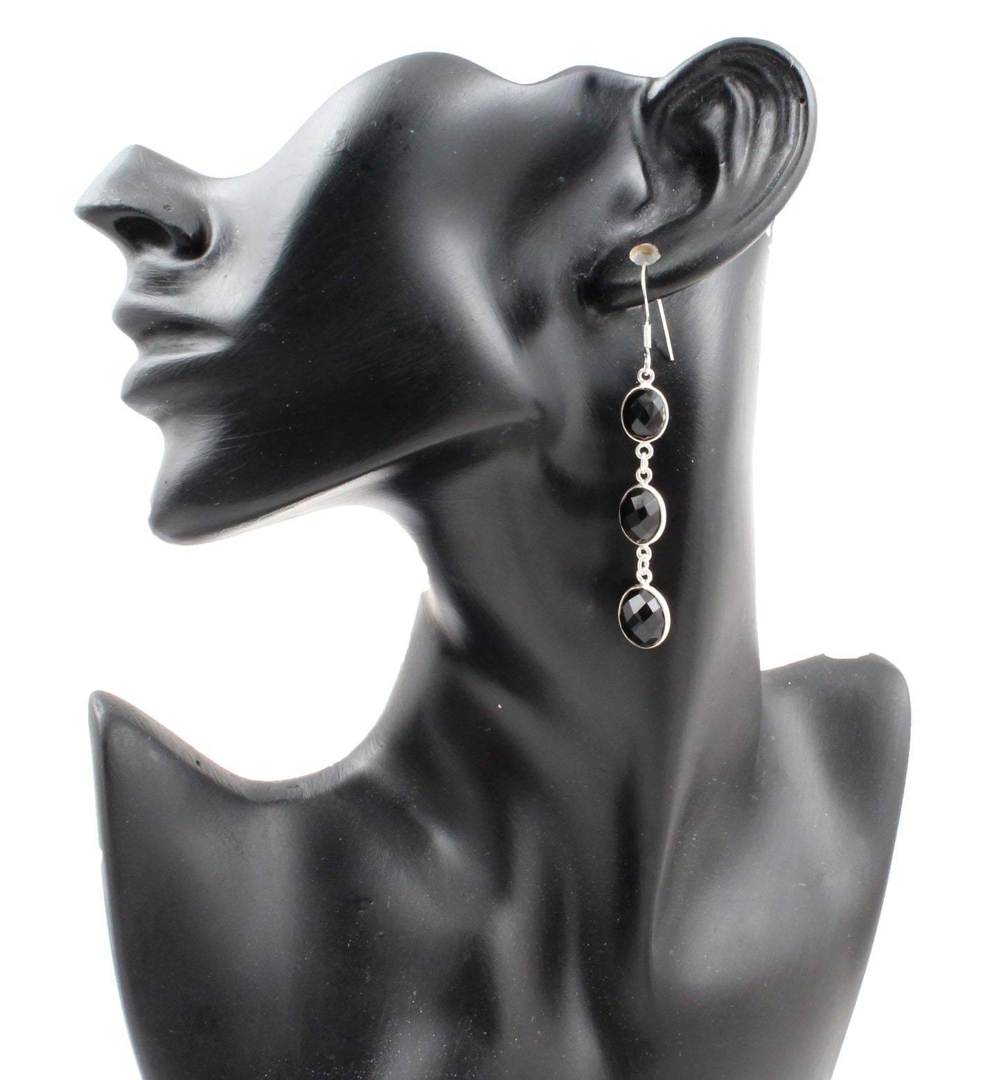 Black Onyx Earrings in 925 Sterling Silver Handmade Faceted Gemstone Jewelry
