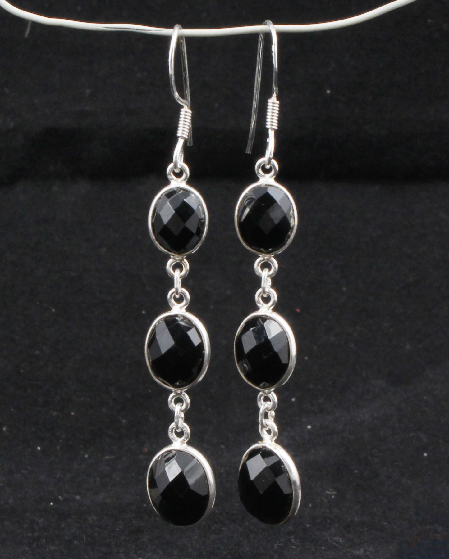 Black Onyx Earrings in 925 Sterling Silver Handmade Faceted Gemstone Jewelry