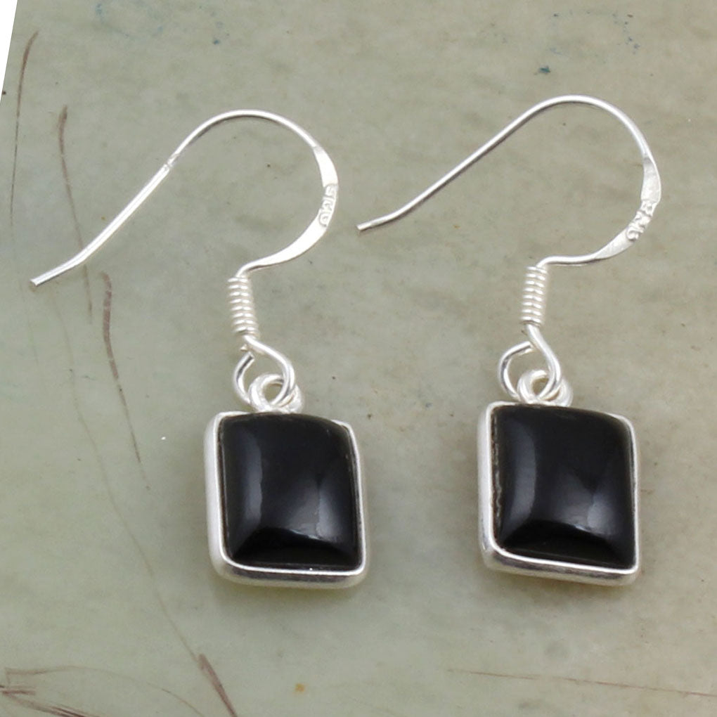 Black Onyx 925 Sterling Silver Earrings Natural Gemstone Dangle Jewelry