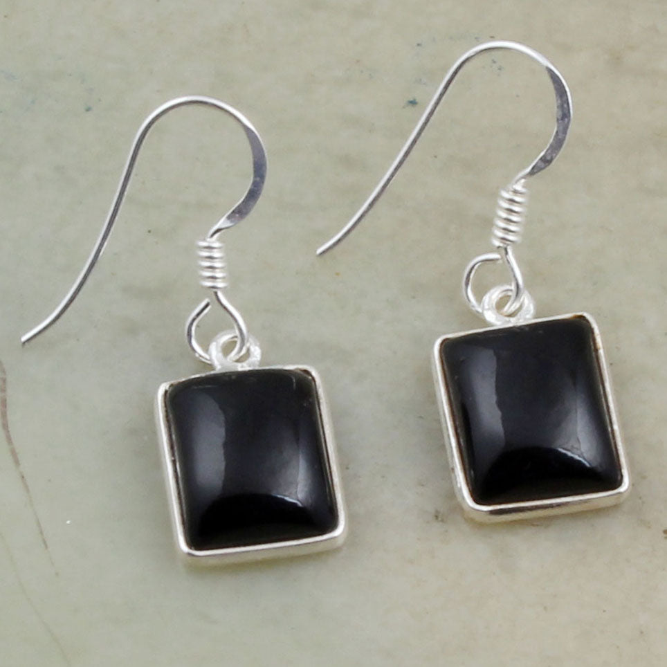 Black Onyx 925 Sterling Silver Earrings Natural Gemstone Dangle Jewelry