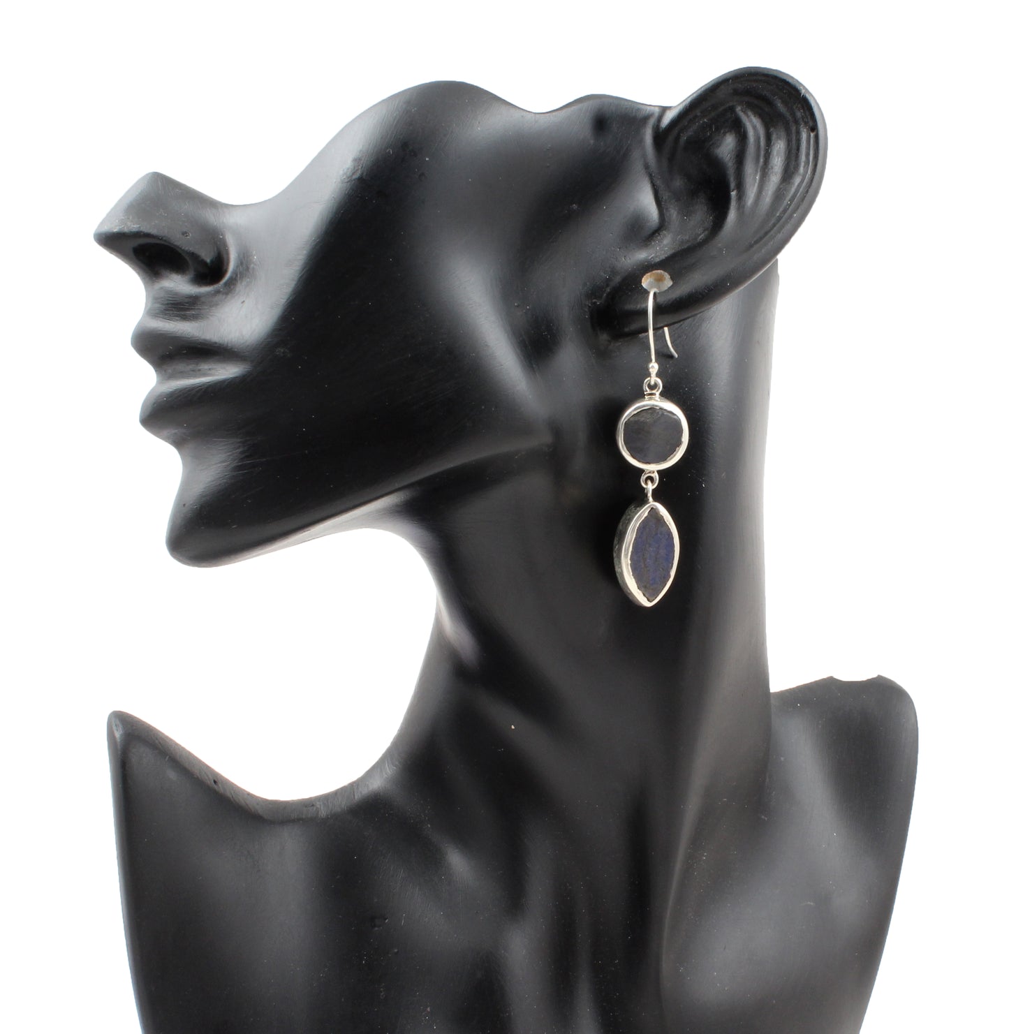 Natural Rough Labradorite Earrings in 925 Sterling Silver Handmade Jewelry