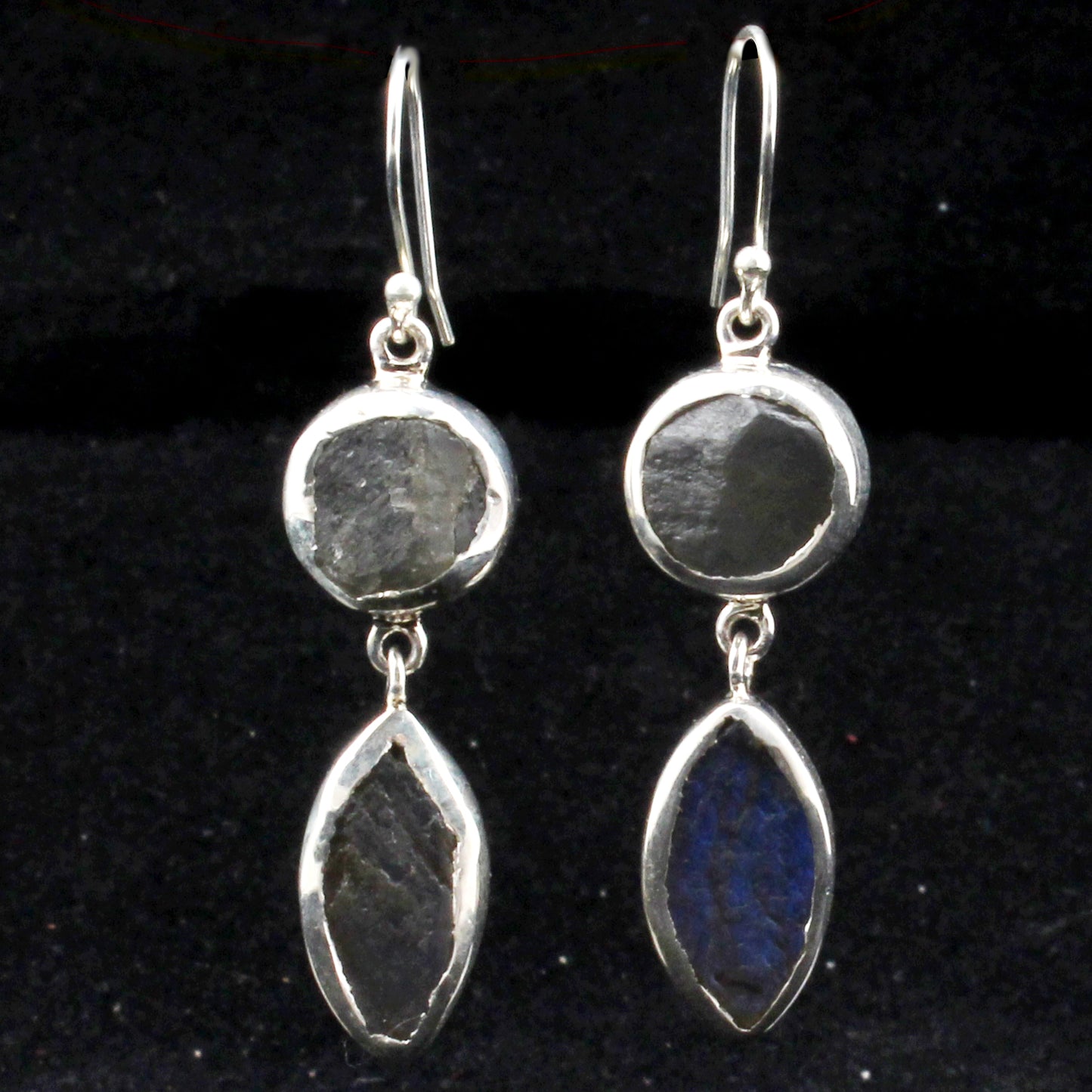 Natural Rough Labradorite Earrings in 925 Sterling Silver Handmade Jewelry