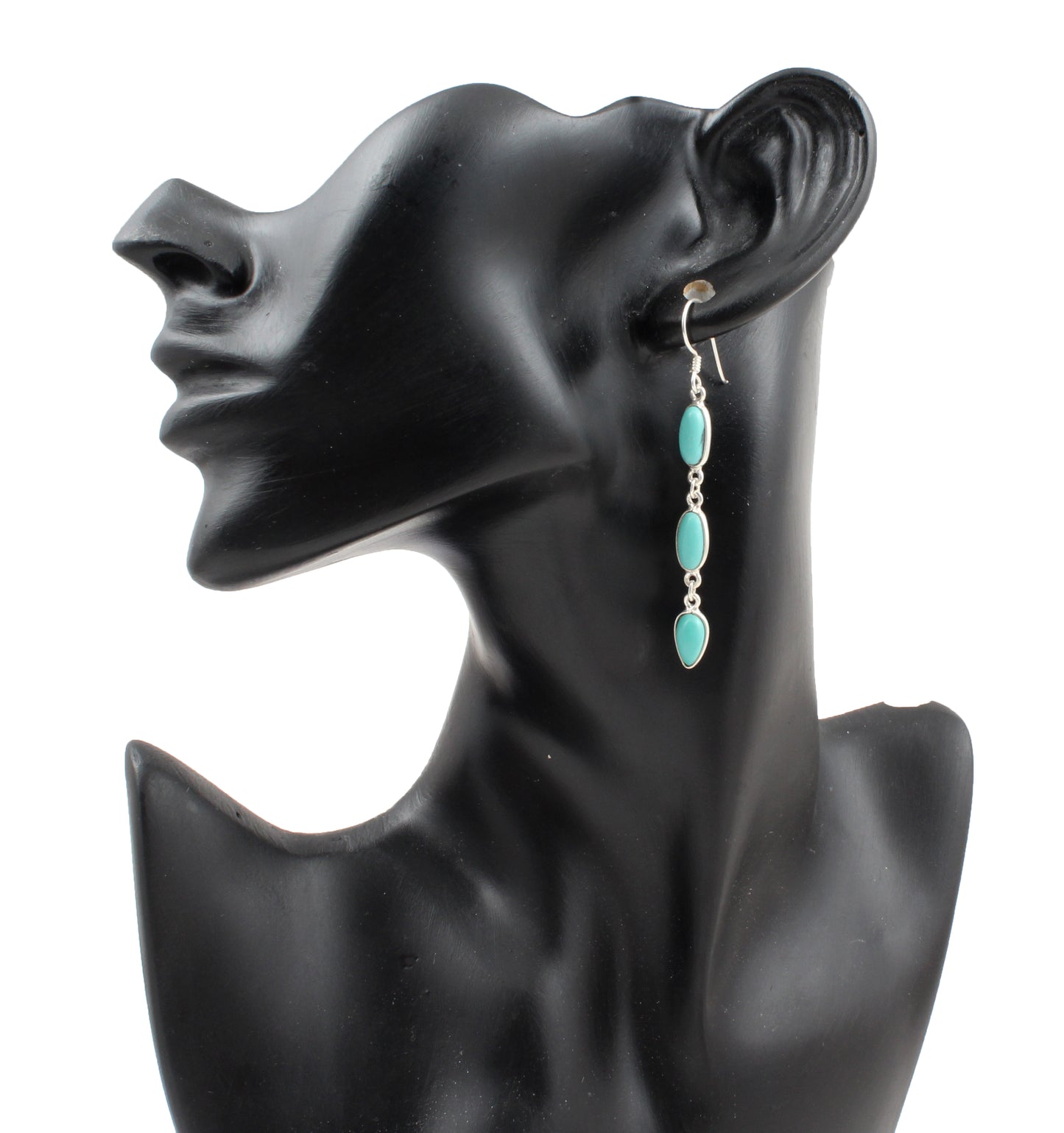 Turquoise Earrings in 925 Sterling Silver Handmade Long Dangle Jewelry