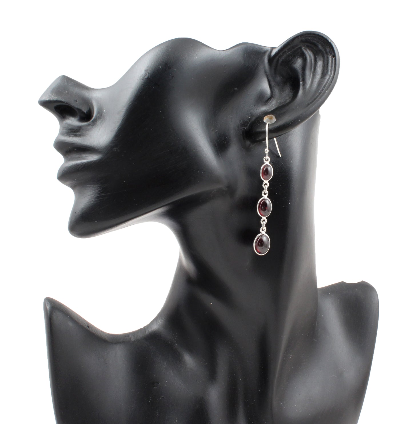 Red Garnet Earrings in 925 Sterling Silver Handmade Jewelry