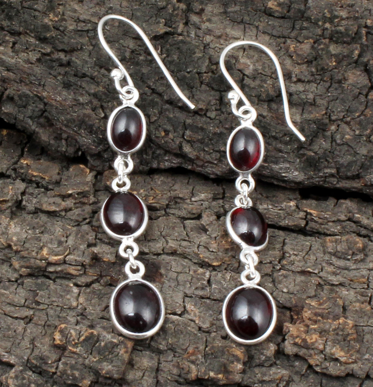 Red Garnet Earrings in 925 Sterling Silver Handmade Jewelry