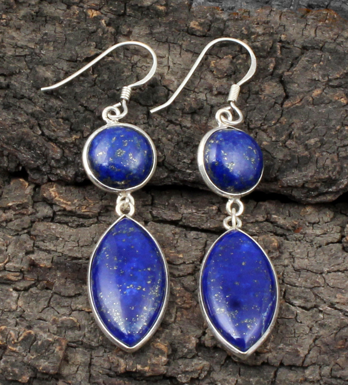 Lapis Lazuli Earrings Solid 925 Sterling Silver Handmade Jewelry