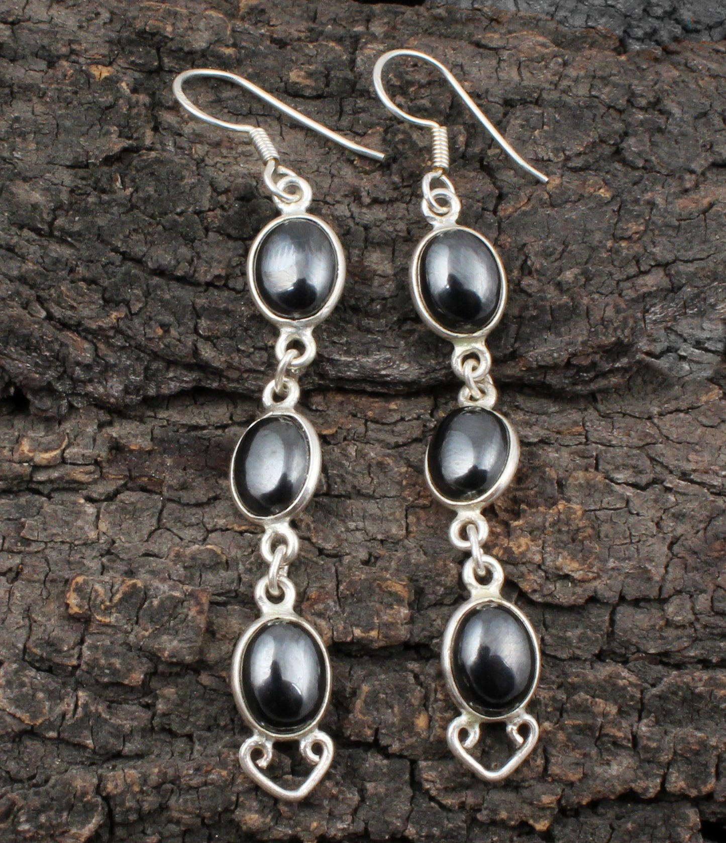 Hematite Earrings in 925 Sterling Silver Handmade Natural Gemstone Jewelry