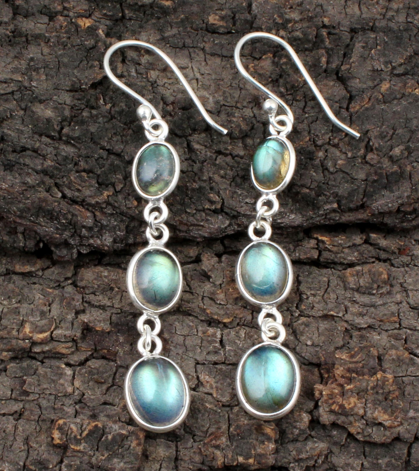 Labradorite Earrings in 925 Sterling Silver Handcrafted Loose Gemstone Jewelry