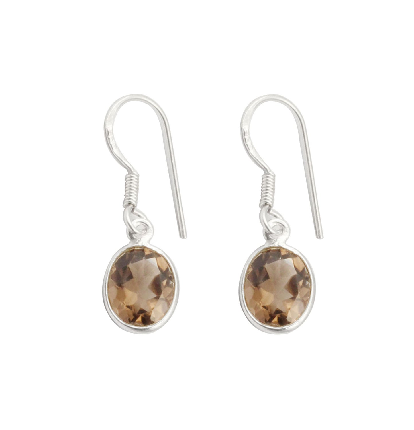 Smoky Quartz 925 Sterling Silver Earrings Faceted Gemstone Dangle Jewelry