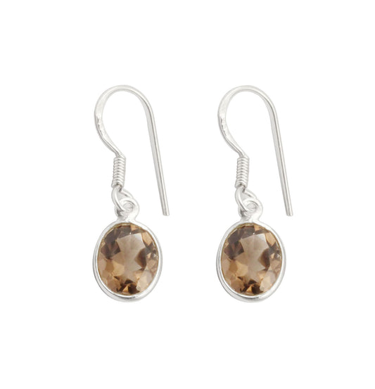 Smoky Quartz 925 Sterling Silver Earrings Faceted Gemstone Dangle Jewelry