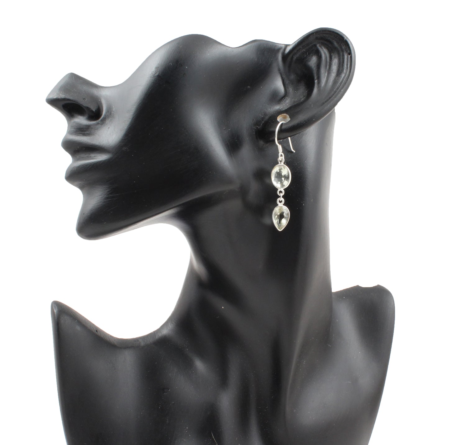 Green Amethyst Earrings in 925 Sterling Silver Handmade Gemstone Ear Wire Earrings