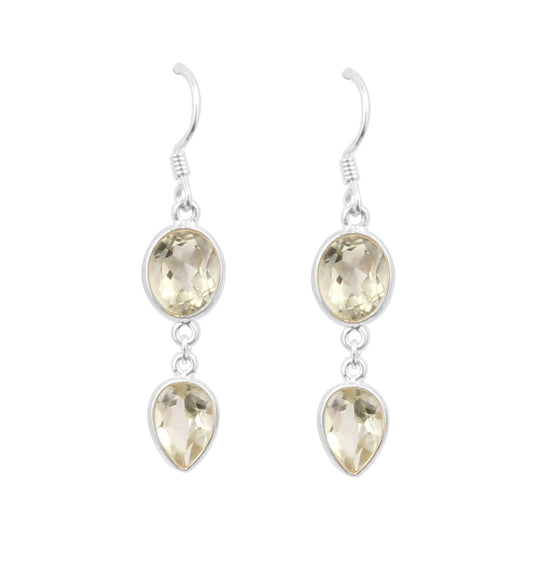 Green Amethyst Earrings in 925 Sterling Silver Handmade Gemstone Ear Wire Earrings
