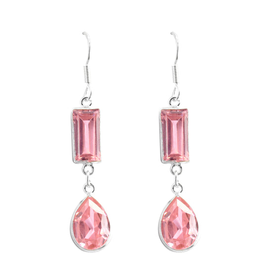 Pink Zircon Earrings in 925 Sterling Silver Handmade Faceted Gemstone Earrings