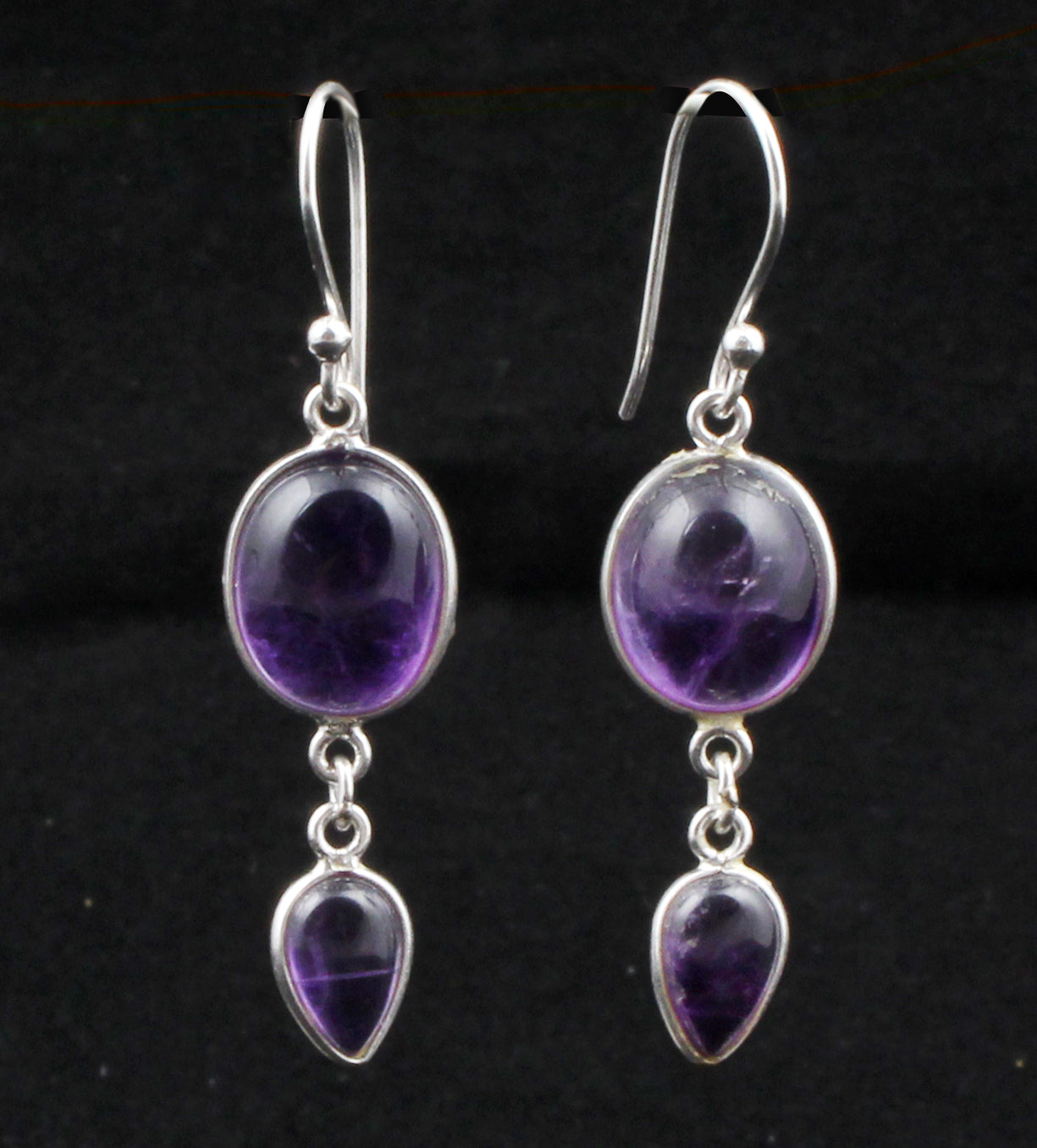 Amethyst Cabochon Earrings 925 Sterling Silver Handmade Jewelry