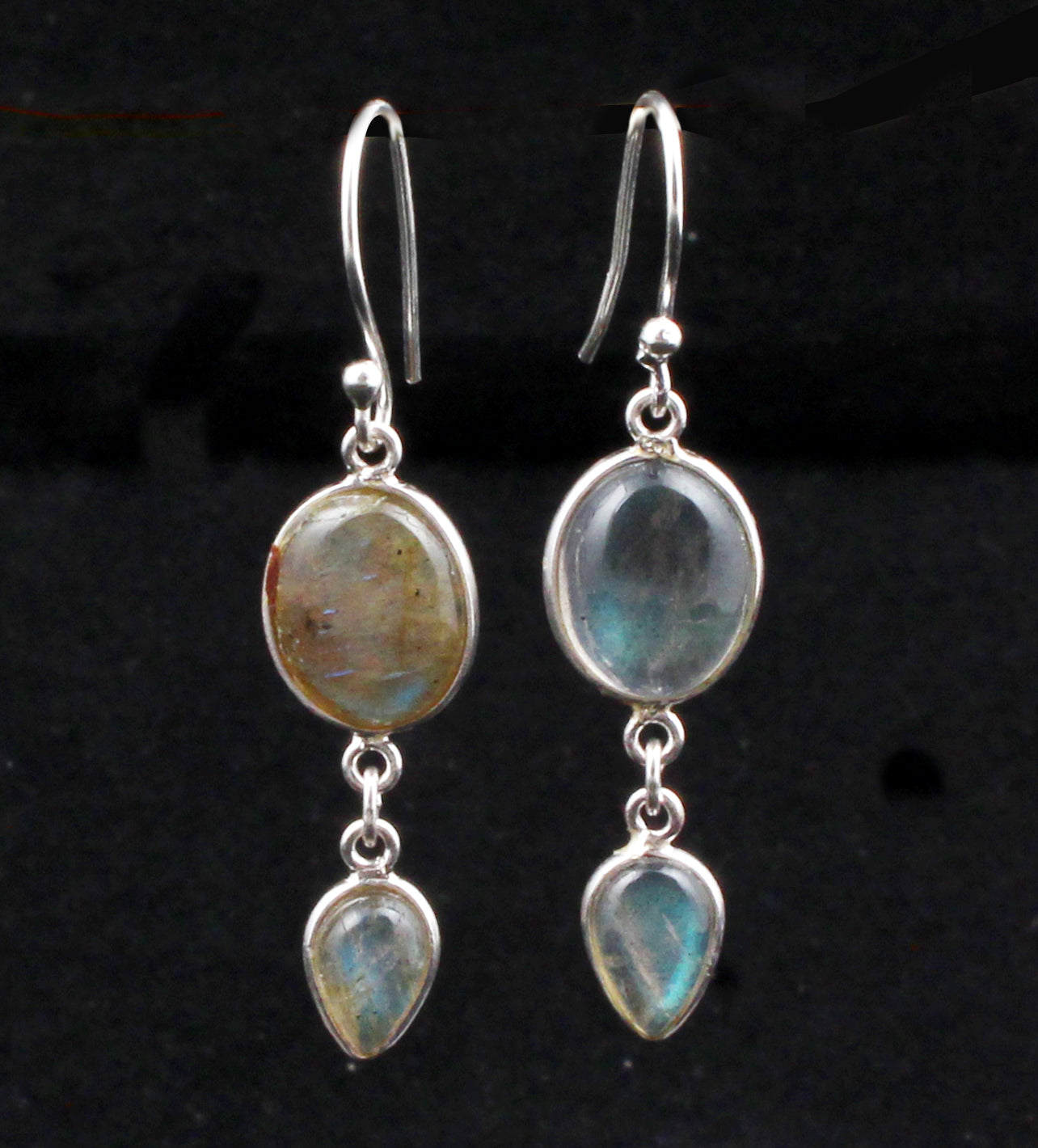 Flashy Labradorite Stone Earrings in 925 Sterling Silver Handmade Dangle Earrings