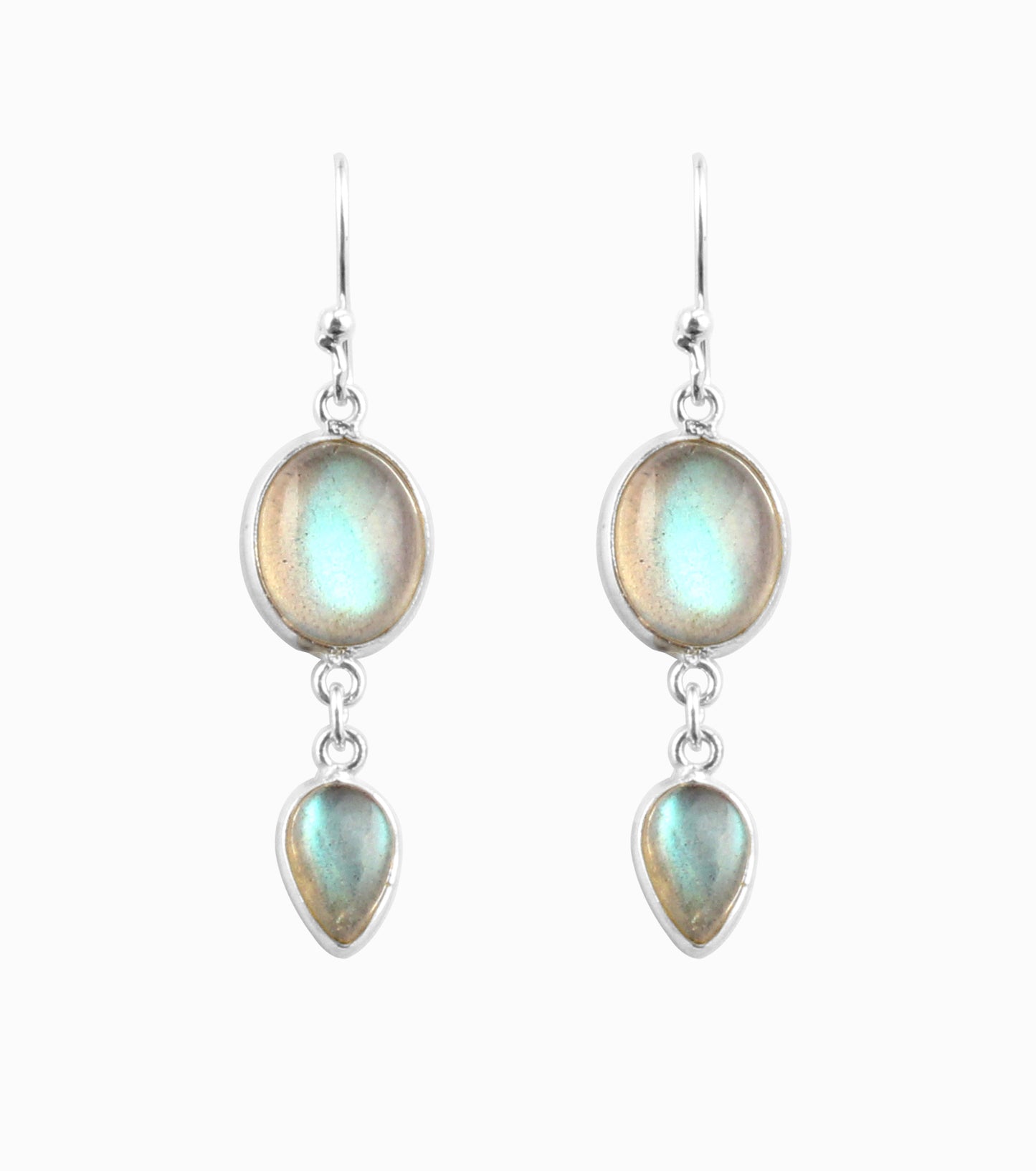 Flashy Labradorite Stone Earrings in 925 Sterling Silver Handmade Dangle Earrings