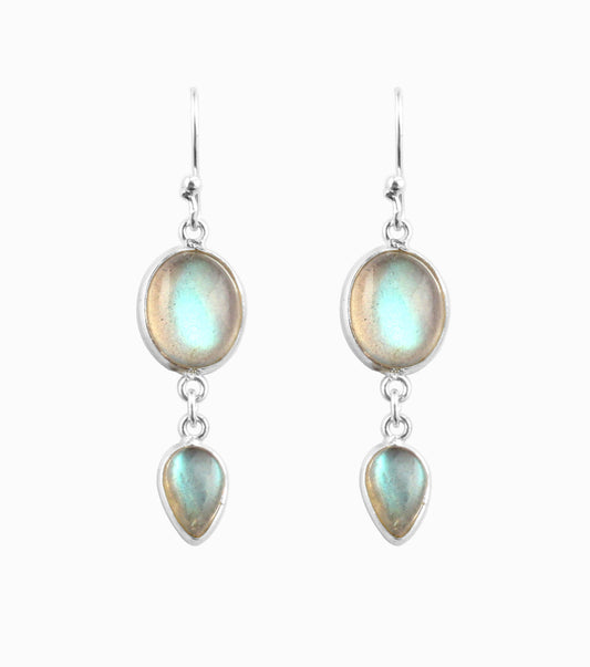 Flashy Labradorite Stone Earrings in 925 Sterling Silver Handmade Dangle Earrings