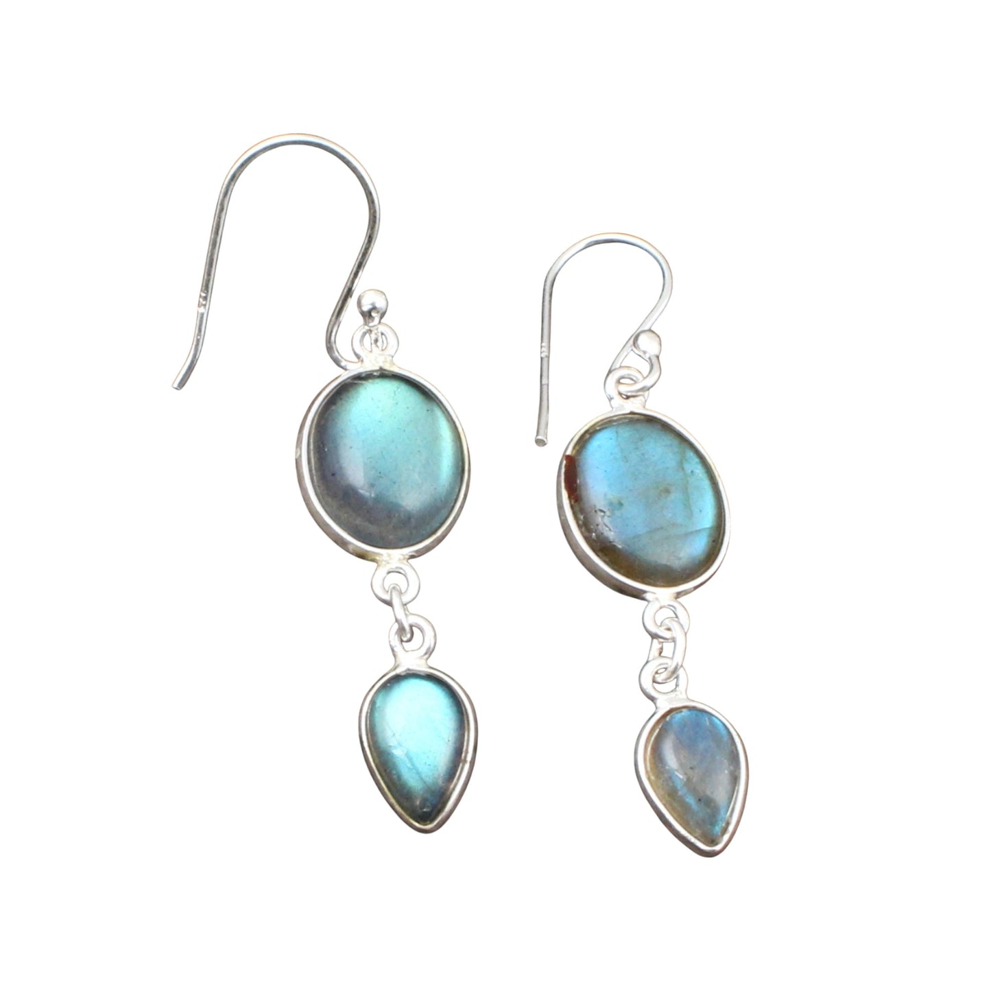 Flashy Labradorite Stone Earrings in 925 Sterling Silver Handmade Dangle Earrings