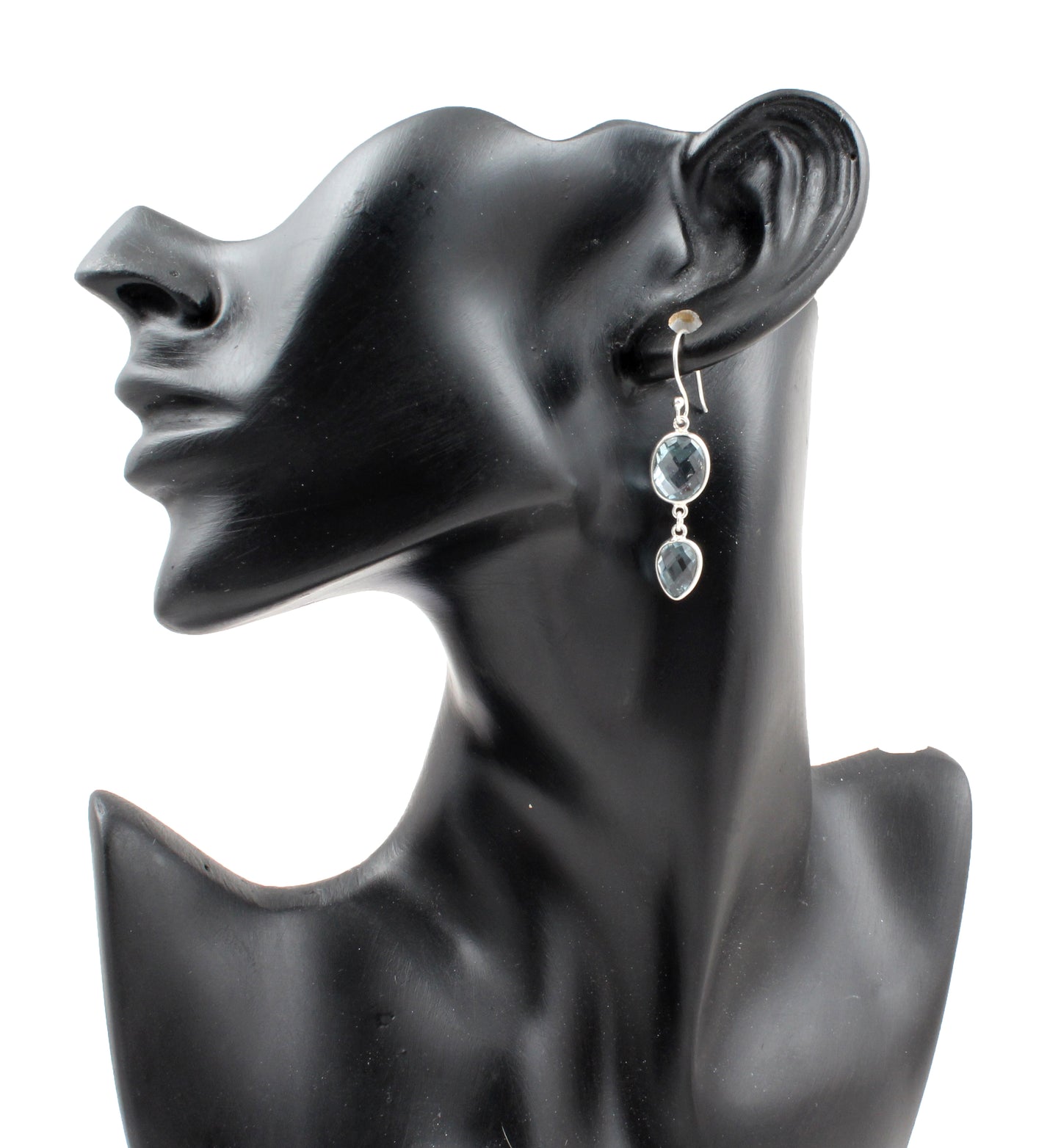 Natural Blue Topaz Handmade Earrings 925 Sterling Silver Jewelry