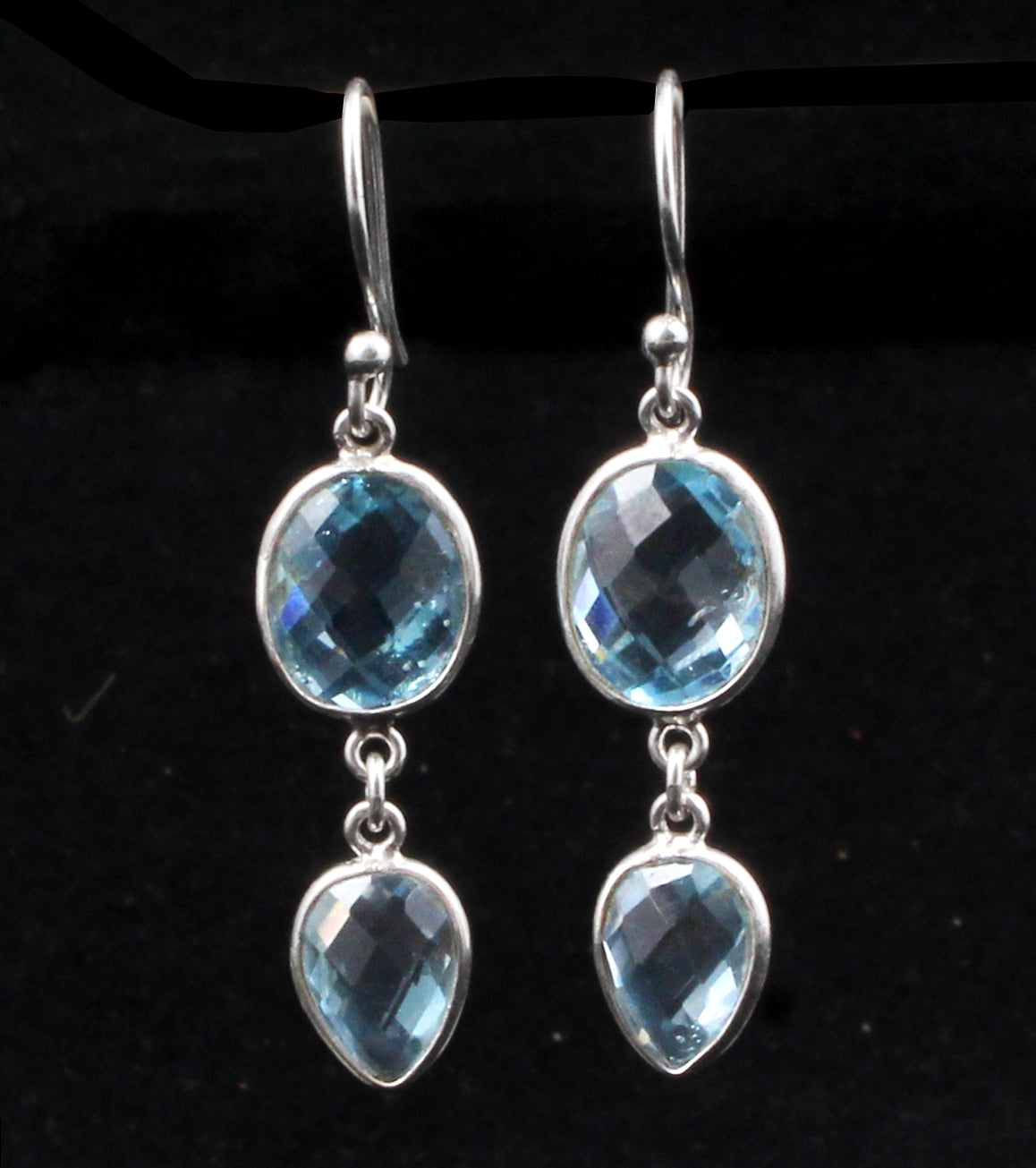 Natural Blue Topaz Handmade Earrings 925 Sterling Silver Jewelry