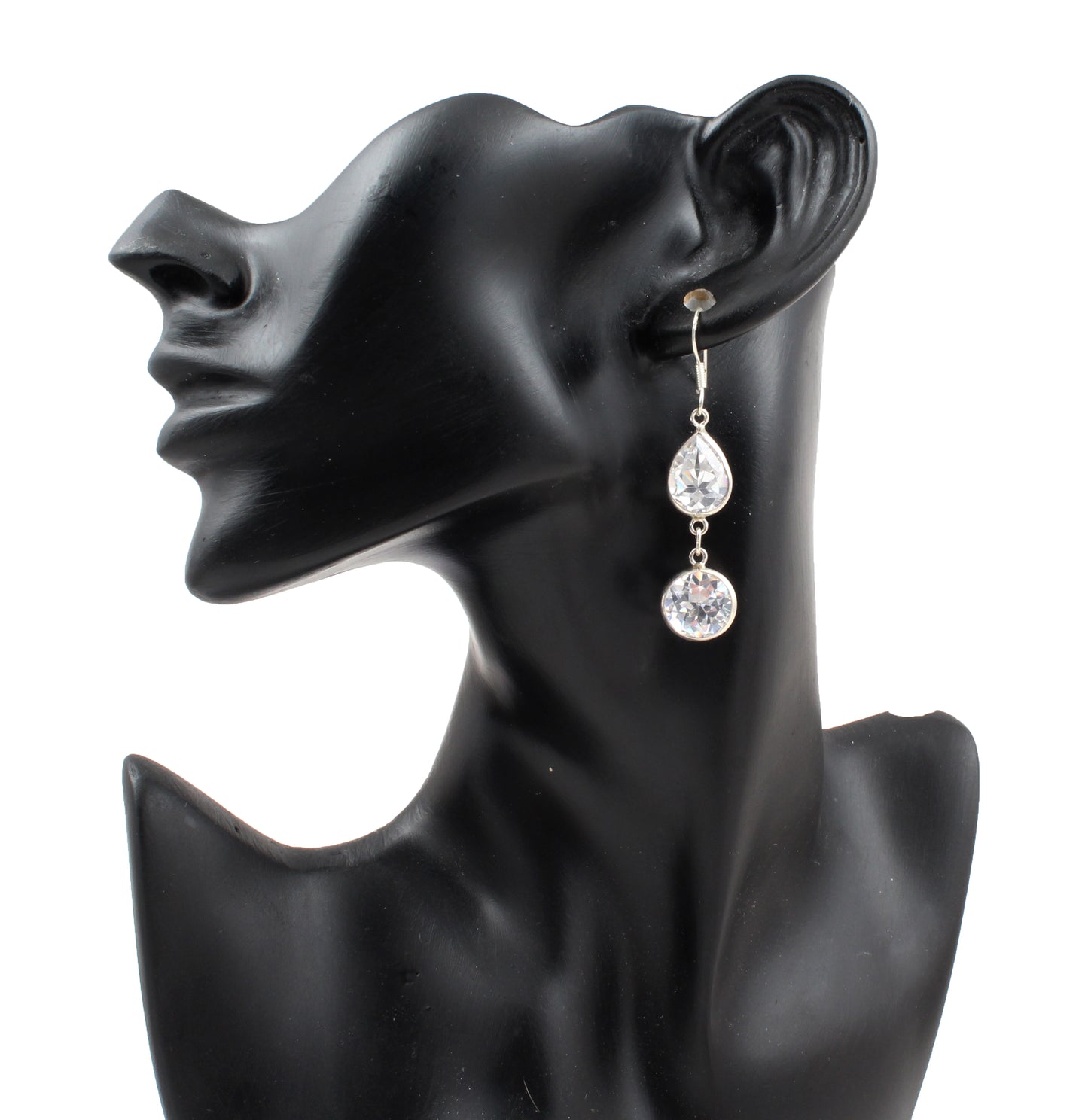 Dainty Cubic Zirconia Silver Dangle Earrings 925 Sterling Silver Jewelry