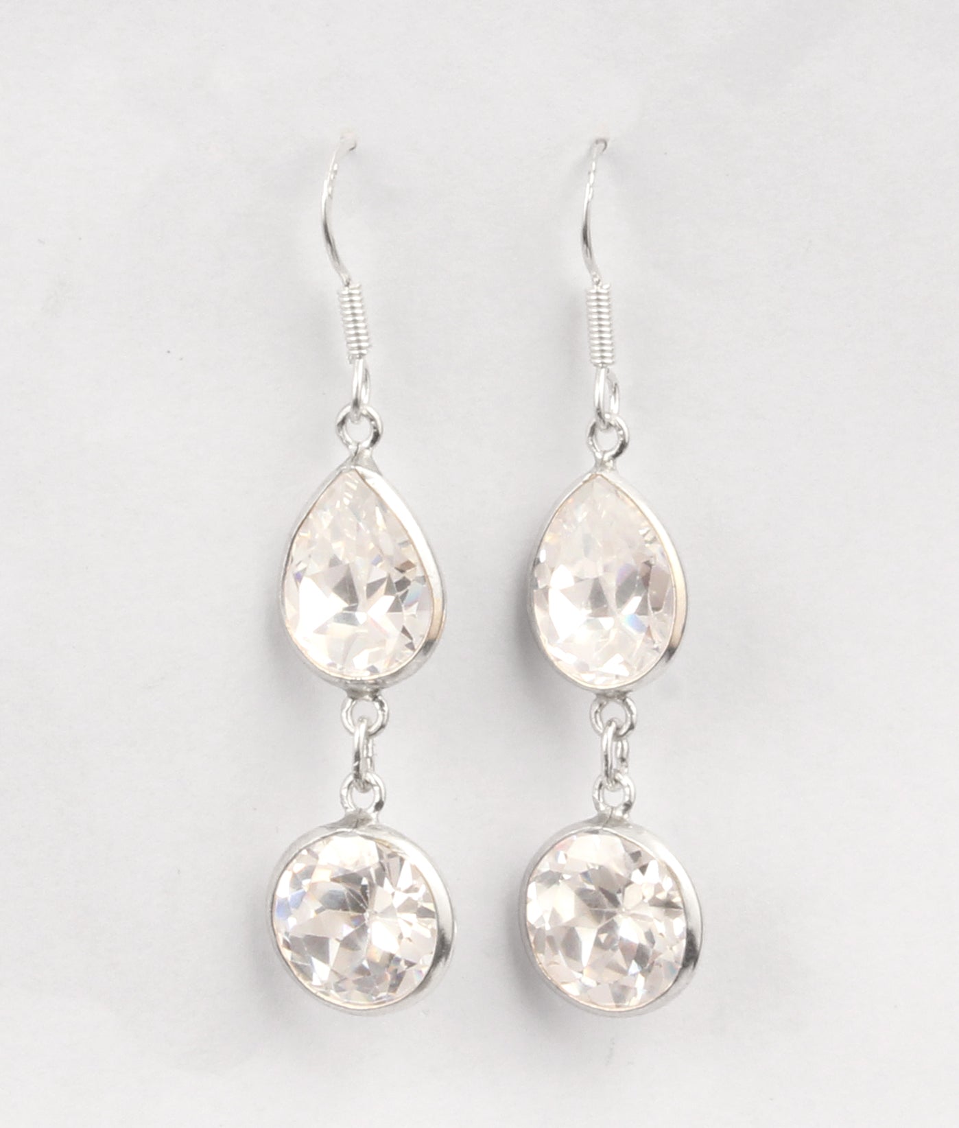 Dainty Cubic Zirconia Silver Dangle Earrings 925 Sterling Silver Jewelry