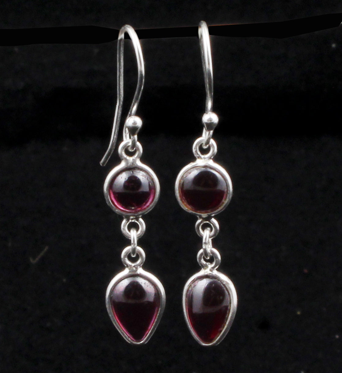 Red Garnet Earrings in 925 Sterling Silver Handmade Dangle Gemstone Jewelry