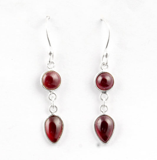 Red Garnet Earrings in 925 Sterling Silver Handmade Dangle Gemstone Jewelry