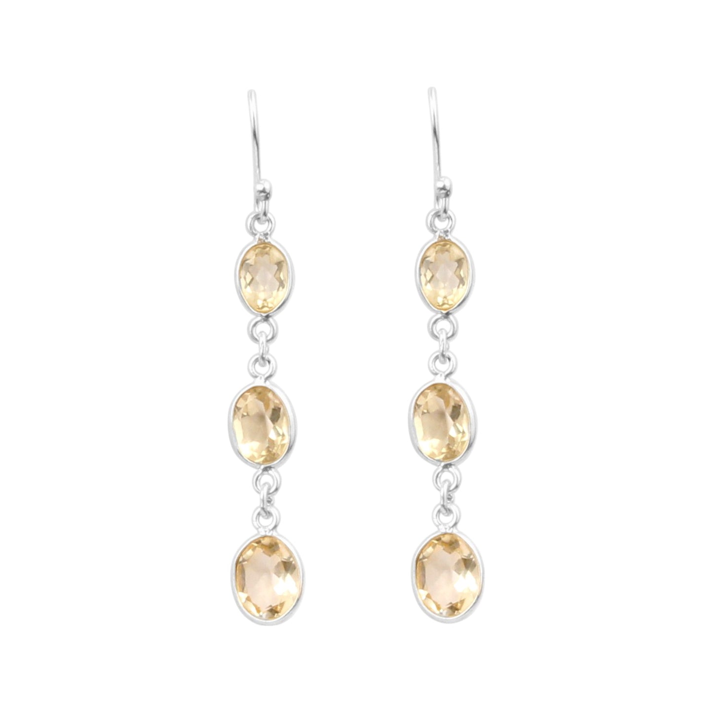 Yellow Citrine Earrings in 925 Sterling Silver Handmade Dangle Gemstone Jewelry