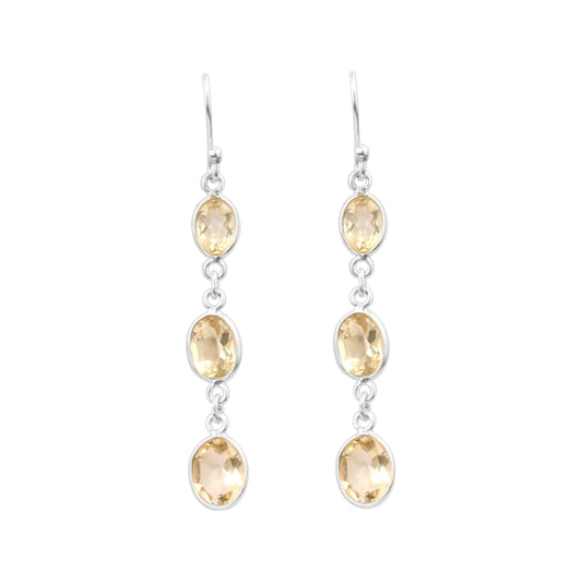 Yellow Citrine Earrings in 925 Sterling Silver Handmade Dangle Gemstone Jewelry